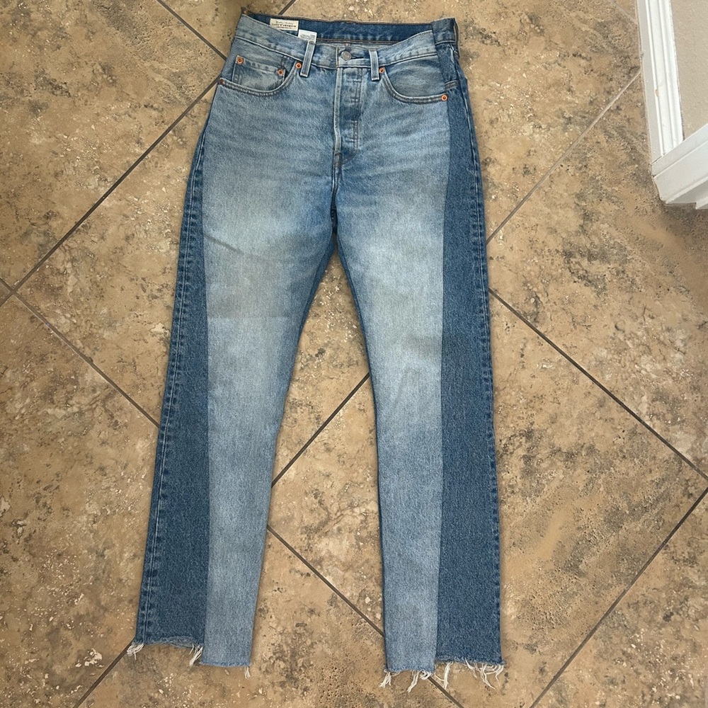 Levi's Two-Tone Light and Dark Blue Straight Leg Jeans